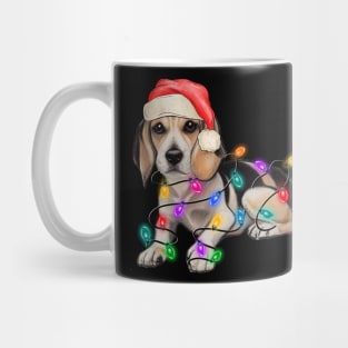 Funny Beagle Christmas Santa Hat Animals Xmas Light Mug